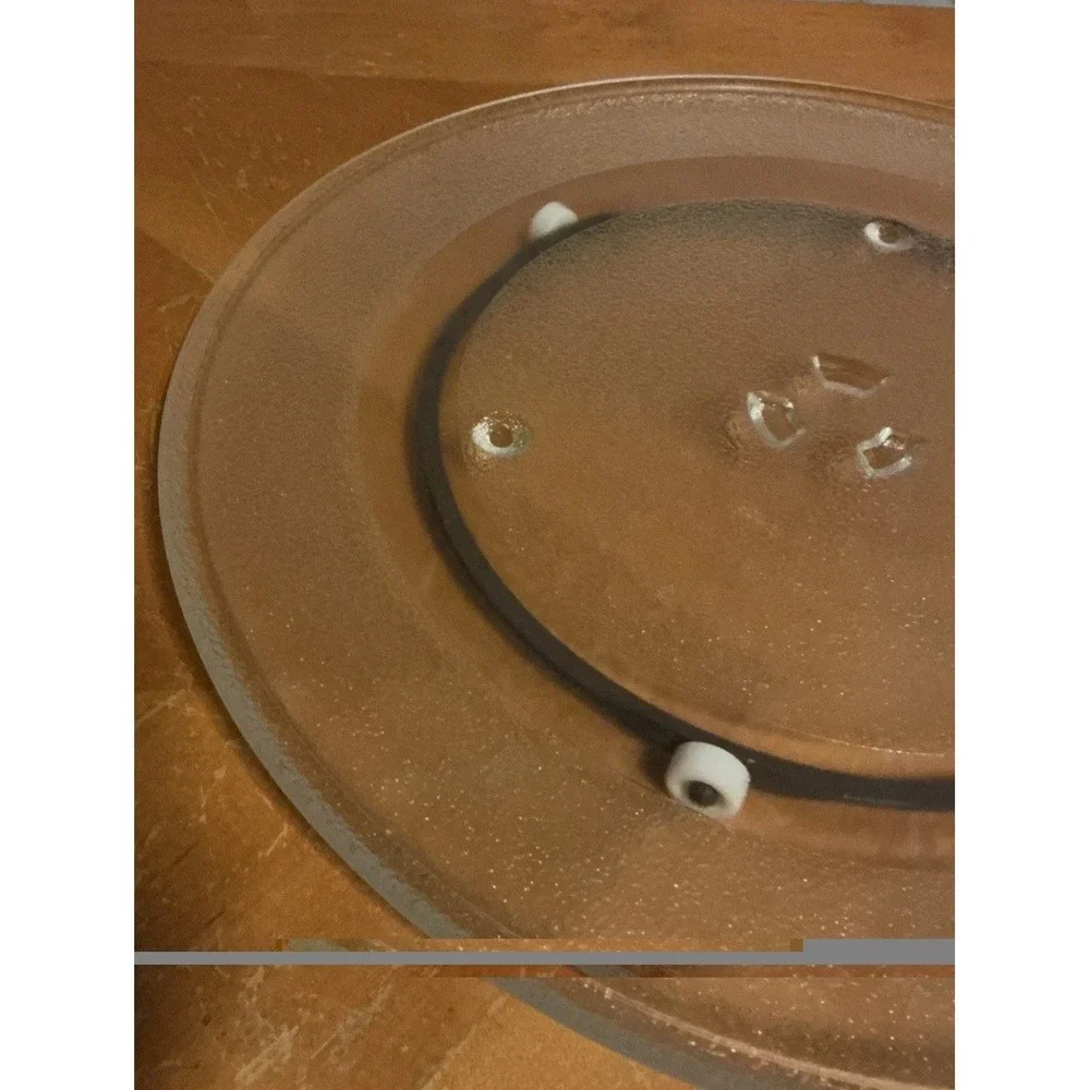 Replacement Microwave Glass Turntable 14.25 Inch Plate and Brown Roller Ring
